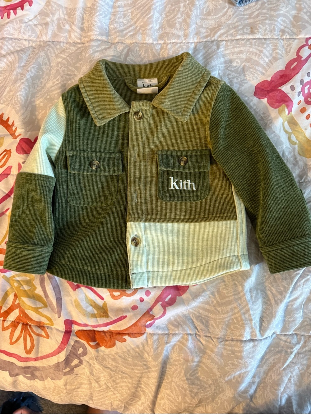 Kith Kids Two-Tone Olive & Light Olive Corduroy Jacket